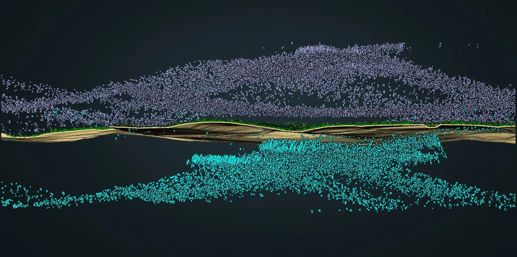 Isolated low and high noise detected in a Optech Galaxy T2000 capture