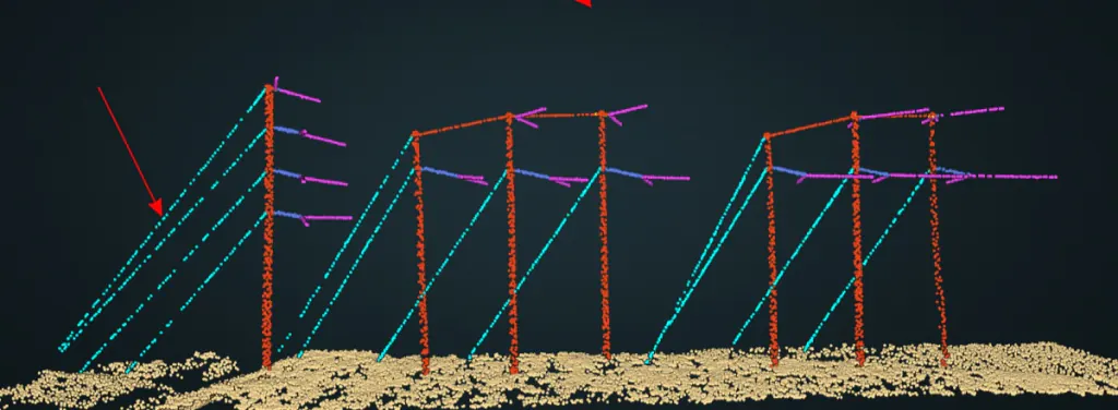 Guy wires anchoring a tower to the ground