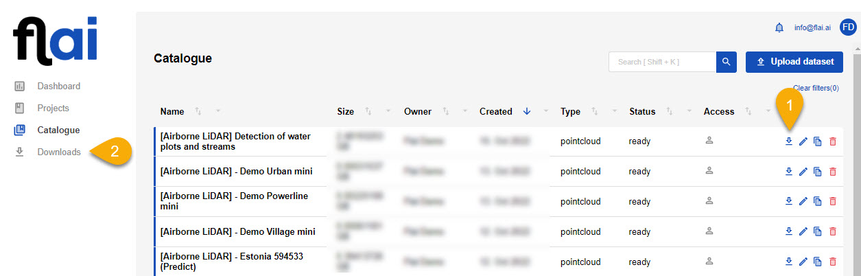 Download classified point cloud data