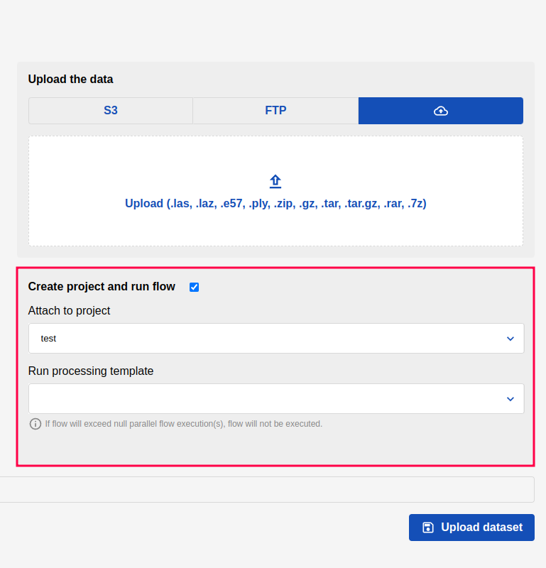 Initiating automatic classification in upload menu
