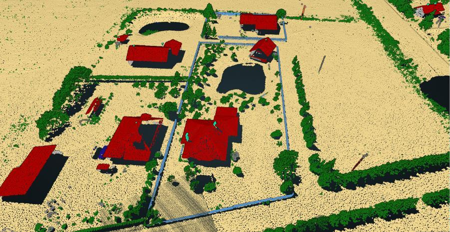Figure 3: Classification results in a rural area, showing good detection of buildings, vegetation, and fence