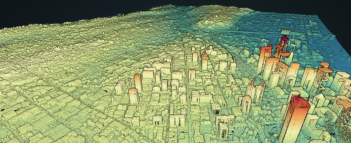 Uclassified point cloud of the city of Seattle.
