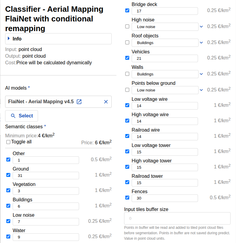 Selected categories with custom-defined class numbers. Flai Ground is output as class 31.
