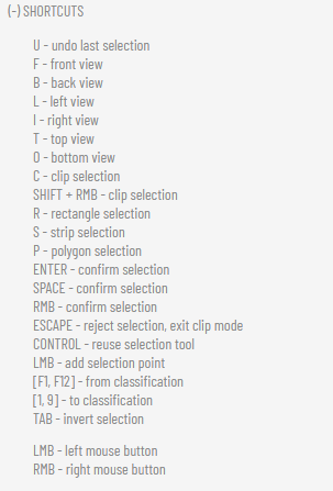 : Shortcuts for manual annotation tools.