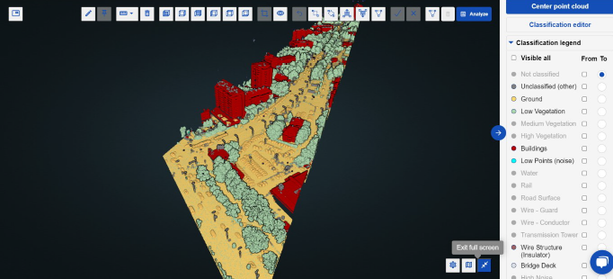 Illustration of a point cloud on Linhartova street on the FlaiNet web platform.