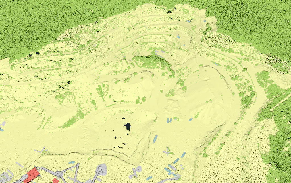 Classified open mine point cloud