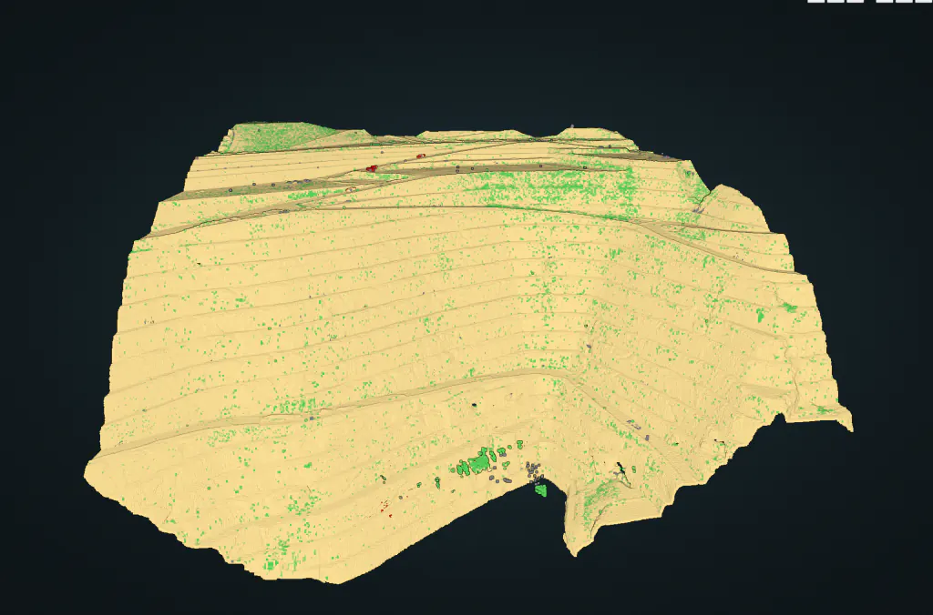 Classified mine with steep terrain and vertical walls