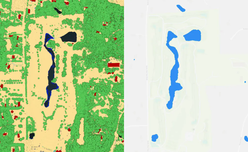 Water bodies detection, vectorization